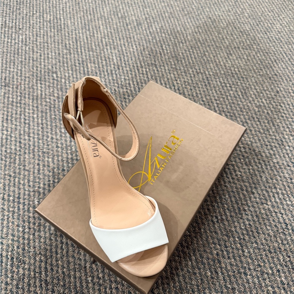 Women's White and Tan Sandals